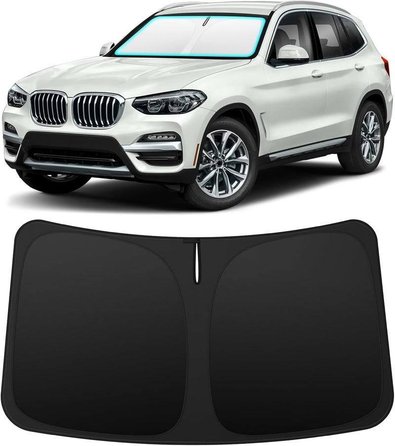 INSAUTO Foldable Windshield Sun Shade for BMW X3 2018-2024, Heat & UV Protection Car Sunshade with Storage Bag, Keep Interior Cool & Easy Installation - Image 1
